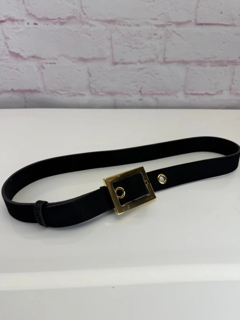 Gucci Black Leather Square Buckle Waist Belt 85/34”